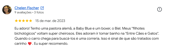 Avaliação 5 estrelas de cliente no Google