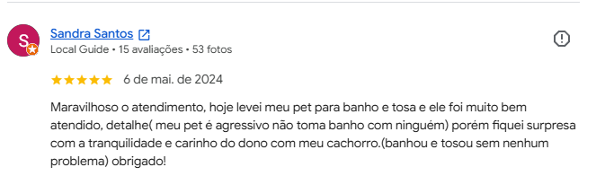 Avaliação 5 estrelas de cliente no Google