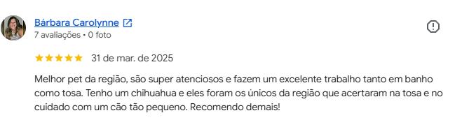 Avaliação 5 estrelas de cliente no Google