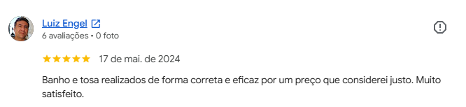 Avaliação 5 estrelas de cliente no Google
