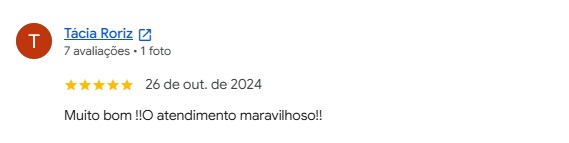 Avaliação 5 estrelas de cliente no Google