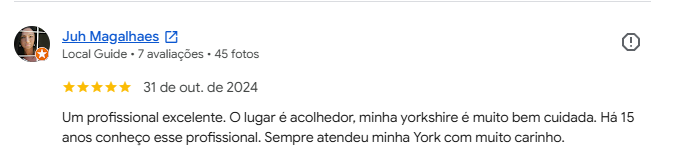 Avaliação 5 estrelas de cliente no Google