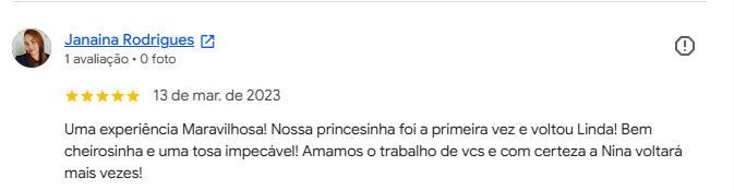 Avaliação 5 estrelas de cliente no Google