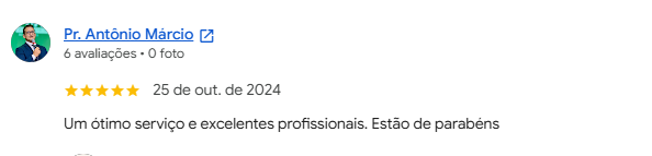 Avaliação 5 estrelas de cliente no Google