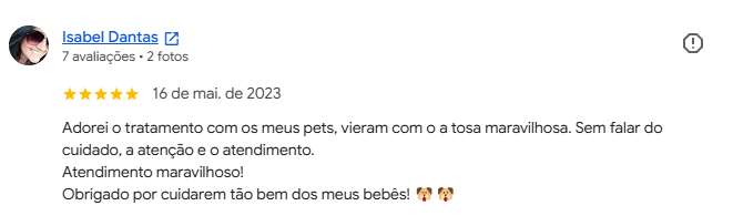 Avaliação 5 estrelas de cliente no Google