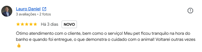 Avaliação 5 estrelas de cliente no Google